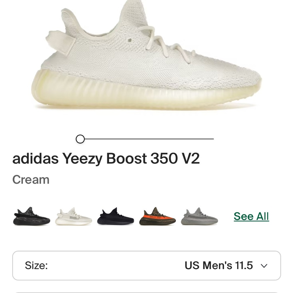 Adidas Yeezy Boost 350 V2 in Cream White size 11.5 Men’s